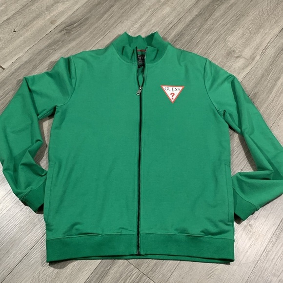 Guess Green Full Zip Slim Fit French Terry Long Sleeve Jacket size M - Picture 6 of 10